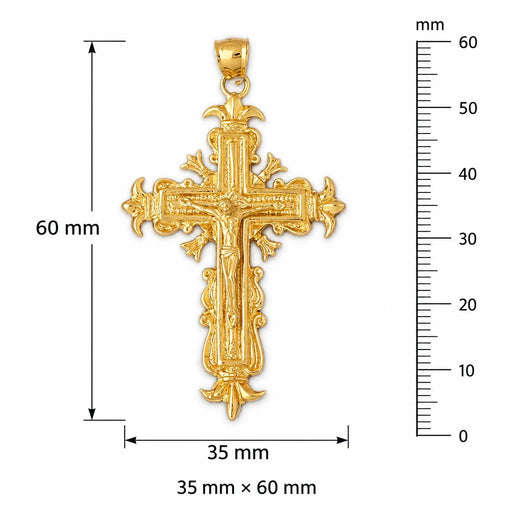 Jesus Christ on Cross Charm Pendant 14k Gold (9.6 Grams) Yellow Gold 14k
