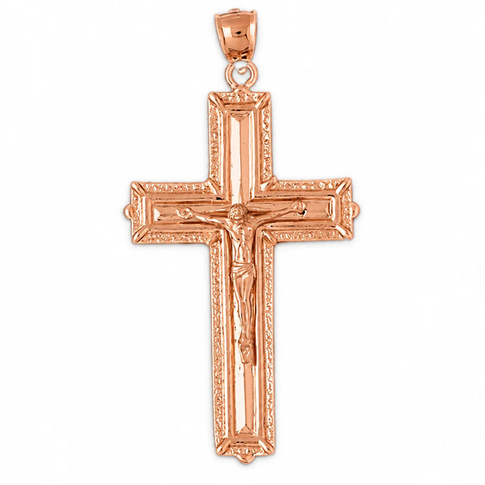 Jesus Christ on Cross Charm Pendant 14k Gold (9.7 Grams) Rose Gold 14k