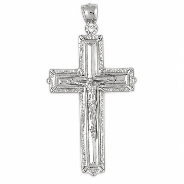Jesus Christ on Cross Charm Pendant 14k Gold (9.7 Grams) White Gold 14k