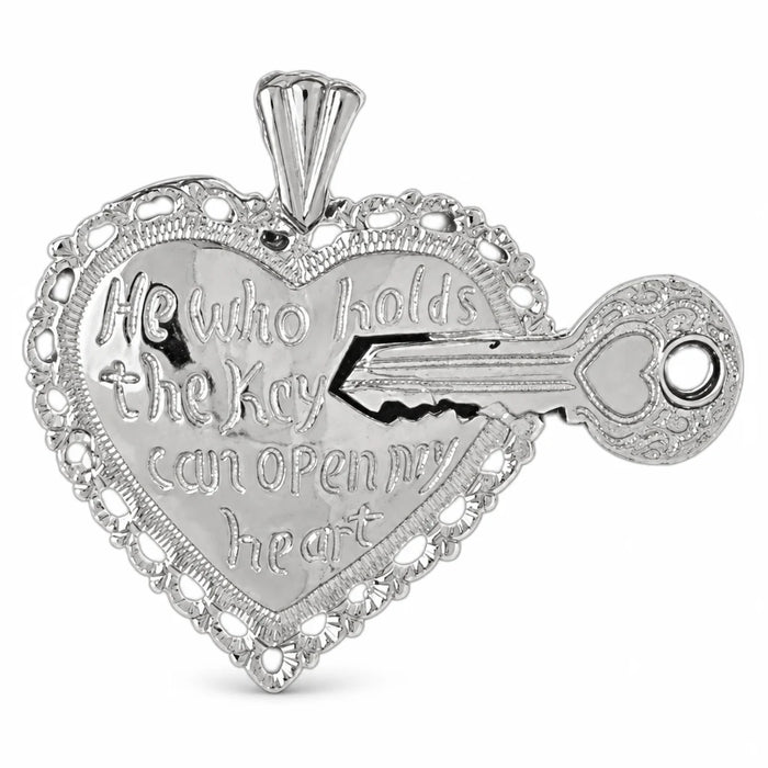 Key To My Heart Charm Pendant 14k Gold (8.2 Grams) White Gold 14k