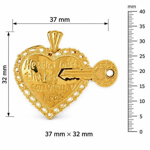 Key To My Heart Charm Pendant 14k Gold (8.2 Grams) Yellow Gold 14k