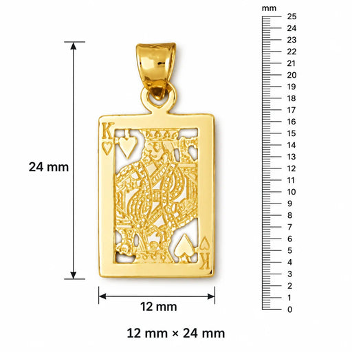 King Heart Charm Pendant 14k Gold (1.7 Grams) Yellow Gold 14k
