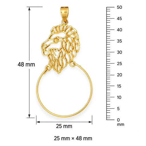 Lion Charm Holder Charm Pendant 14k Gold (2 Grams) Yellow Gold 14k