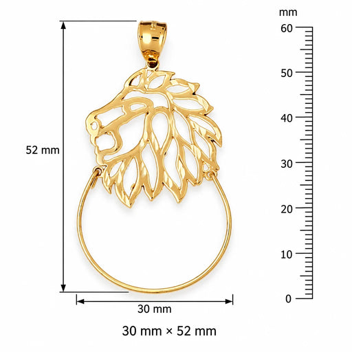 Lion Charm Holder Charm Pendant 14k Gold (4.3 Grams) Yellow Gold 14k