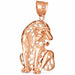 Lion Charm Pendant 14k Gold (12.9 Grams) Rose Gold 14k