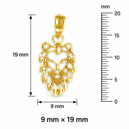 Lion Head Charm Pendant 14k Gold (0.7 Grams) Yellow Gold 14k