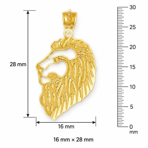 Lion Head Charm Pendant 14k Gold (2.8 Grams) Yellow Gold 14k