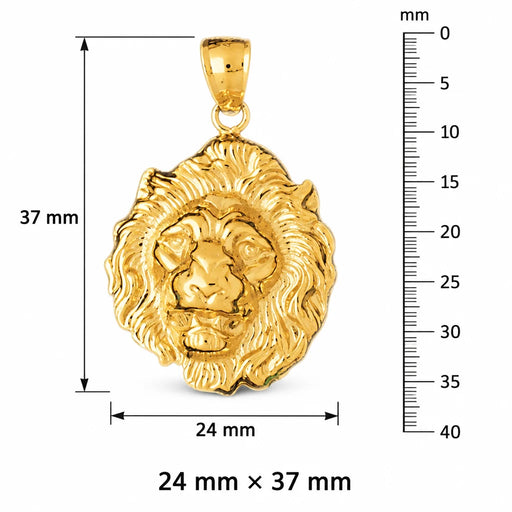 Lion Head Charm Pendant 14k Gold Yellow Gold 14k