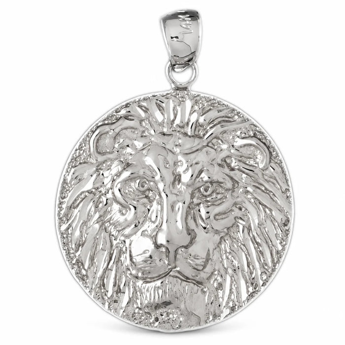 Lion Head Charm Pendant 14k Gold (4.4 Grams) White Gold 14k