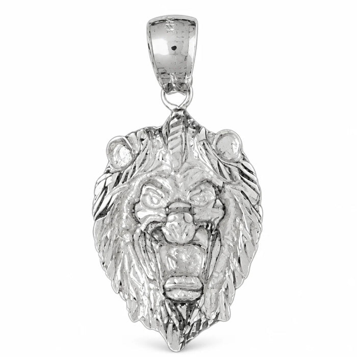 Lion Head Charm Pendant 14k Gold (5.5 Grams) White Gold 14k