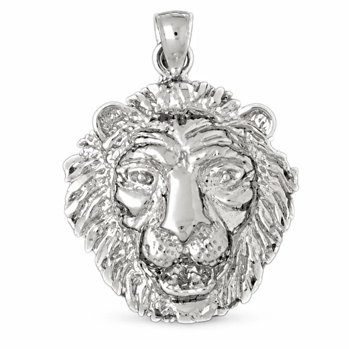 Lion Head Charm Pendant 14k Gold (6 Grams) White Gold 14k
