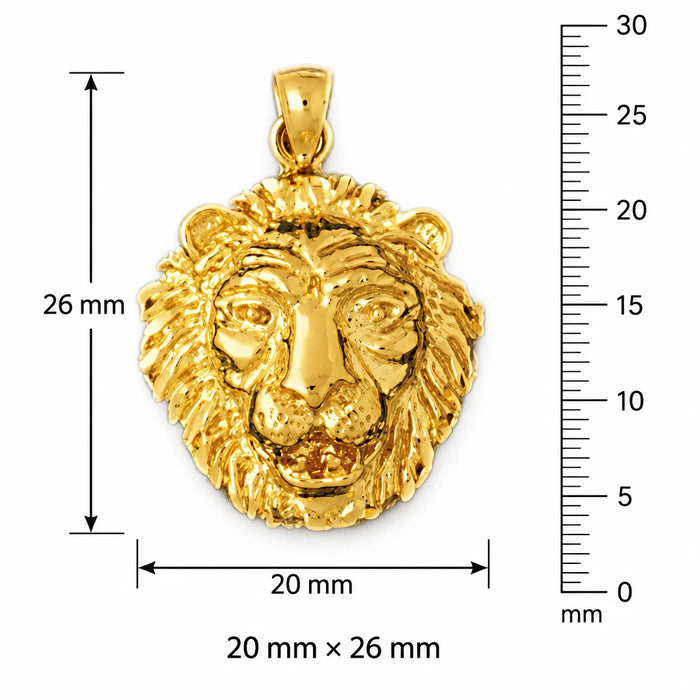 Lion Head Charm Pendant 14k Gold (6 Grams) Yellow Gold 14k