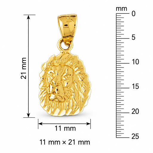 Gold Lion Pendant - Lion Head Charm Pendant 14k Gold Yellow Gold 14k