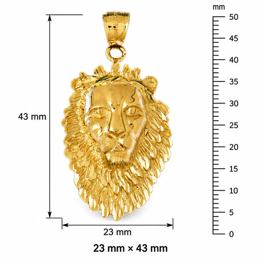 Lion Head Charm Pendant 14k Gold (8.5 Grams) Yellow Gold 14k