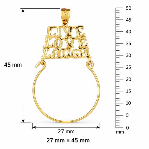 Live Love Laugh Charm Holder Charm Pendant 14k Gold (2.2 Grams) Yellow Gold 14k