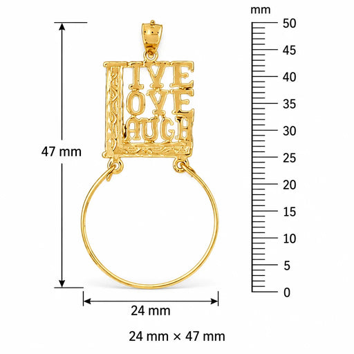 Live Love Laugh Charm Holder Charm Pendant 14k Gold (2.6 Grams) Yellow Gold 14k