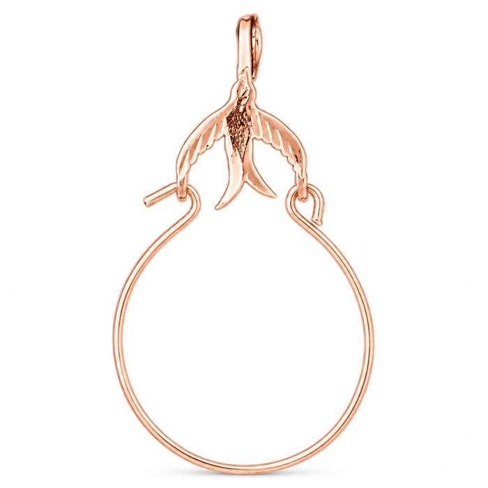 Love Bird Charm Holder Charm Pendant 14k Gold (0.9 Grams) Rose Gold 14k