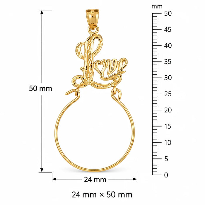 Love Charm Holder Charm Pendant 14k Gold Yellow Gold 14k