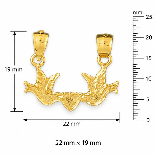 Lovebirds Charm Pendant 14k Gold (1.6 Grams) Yellow Gold 14k