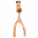 14K Rose Gold variant – Lucky Wishbone Charm Pendant 14k White Gold – front view