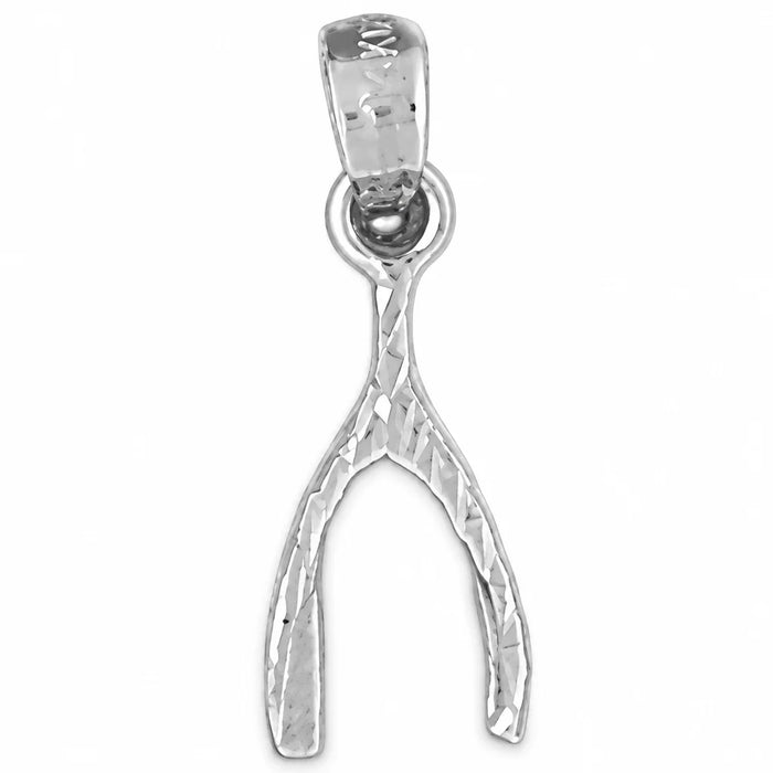 Lucky Wishbone Charm Pendant 14k White Gold White Gold 14k
