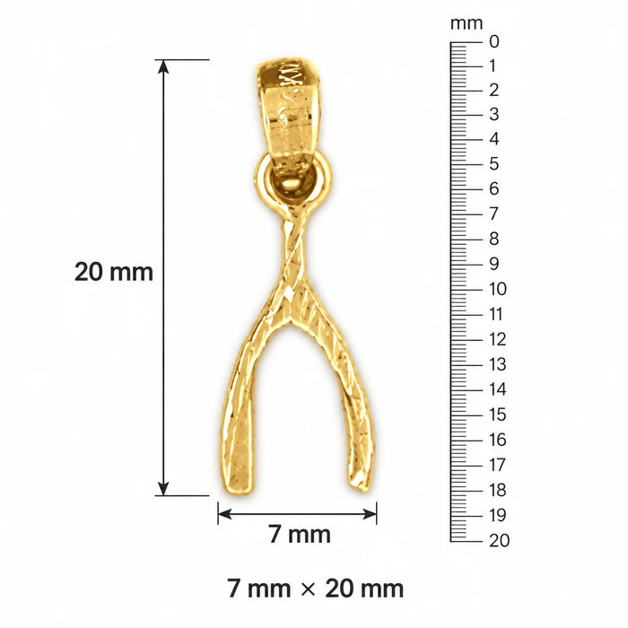 Lucky Wishbone Charm Pendant 14k White Gold Yellow Gold 14k