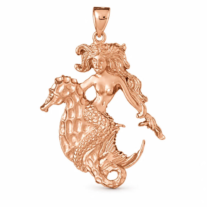 Mermaid Charm Pendant 14k White Gold Rose Gold 14k
