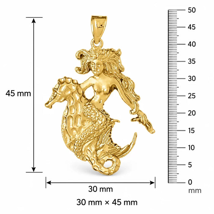 Mermaid Charm Pendant 14k White Gold