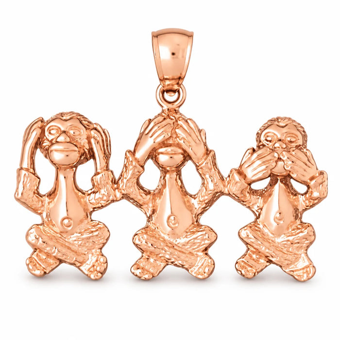 Monkeys Charm Pendant 14k Gold (11.6 Grams) Rose Gold 14k