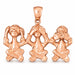 Monkeys Charm Pendant 14k Gold (11.6 Grams) Rose Gold 14k