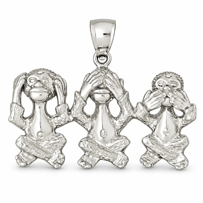 Monkeys Charm Pendant 14k Gold (11.6 Grams) White Gold 14k