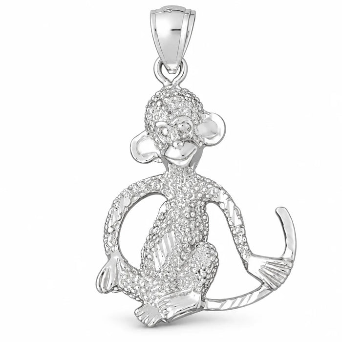 Monkey Charm Pendant 14k Gold (7 Grams) White Gold 14k