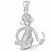 Monkey Charm Pendant 14k Gold (7 Grams) White Gold 14k