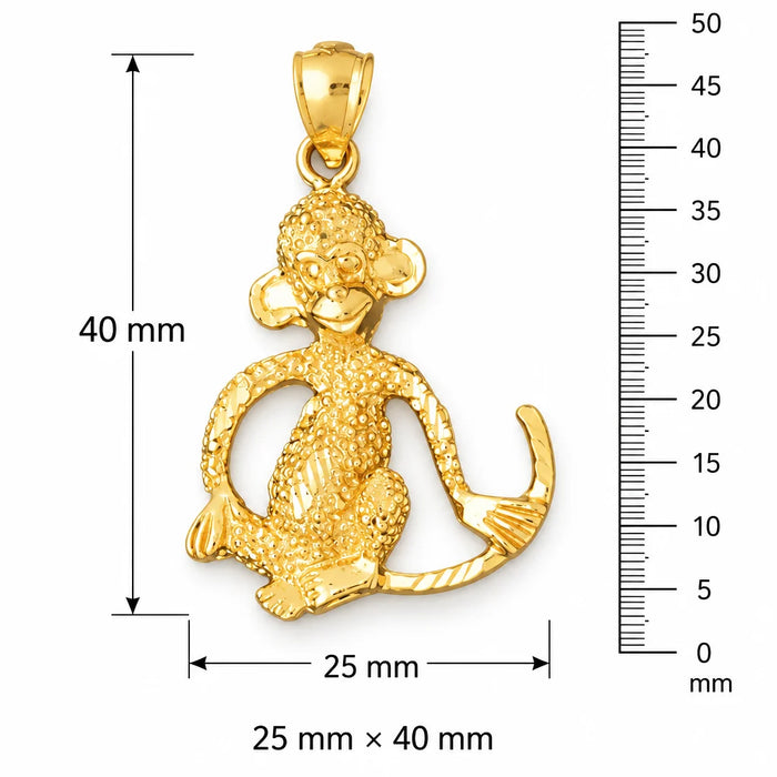 Monkey Charm Pendant 14k Gold (7 Grams) Yellow Gold 14k