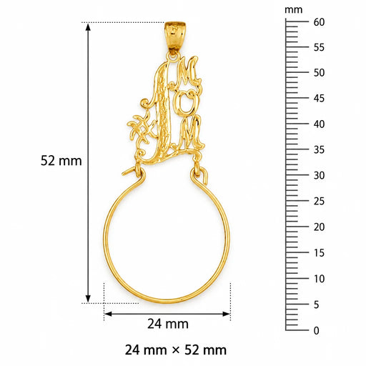 Number 1 Mom Charm Holder Charm Pendant 14k Gold Yellow Gold 14k
