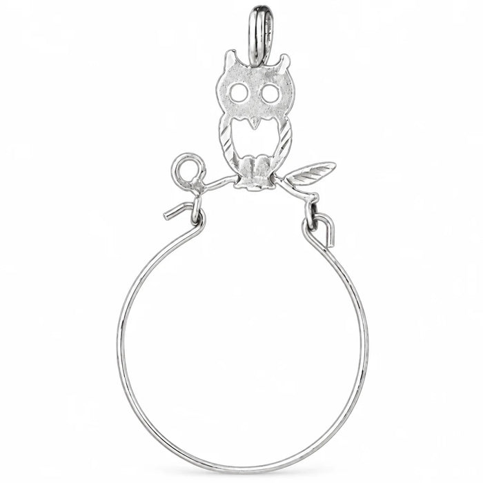 Owl Charm Holder Charm Pendant 14k Gold White Gold 14k