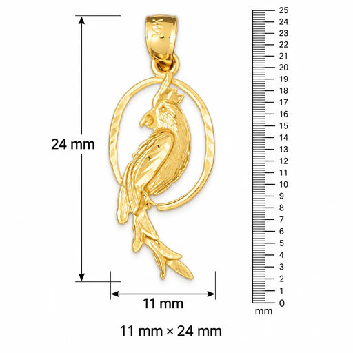 Parrot Charm Pendant 14k Gold (1.1 Grams) Yellow Gold 14k