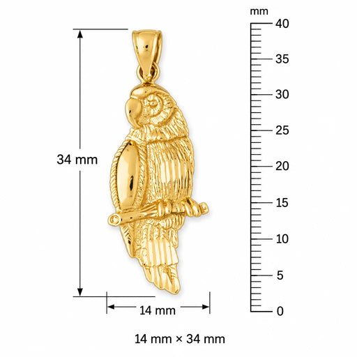 Parrot Charm Pendant 14k Gold (2.9 Grams) Yellow Gold 14k