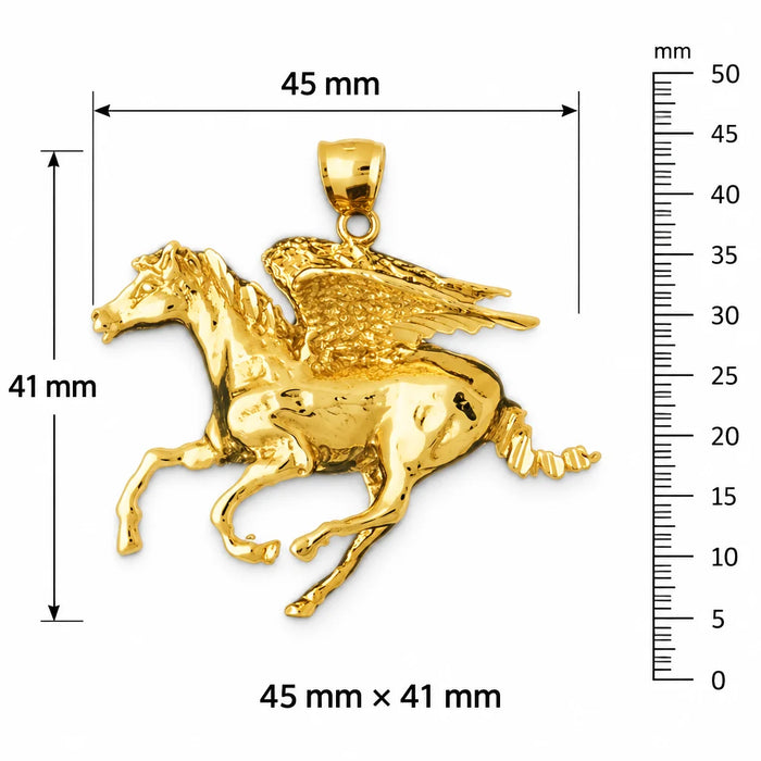 Pegasus Horse Charm Pendant 14k Gold Yellow Gold 14k