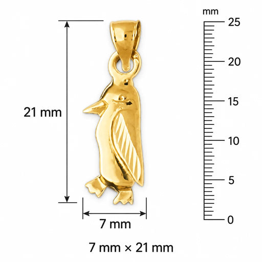 Penguin Charm Pendant 14k Gold (1.1 Grams) Yellow Gold 14k