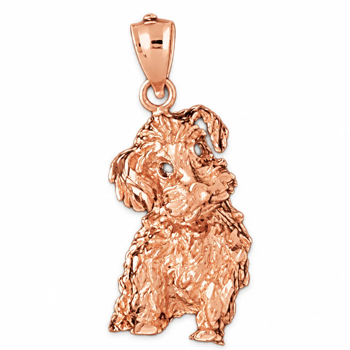 Poodle Dog Charm Pendant 14k Gold Rose Gold 14k