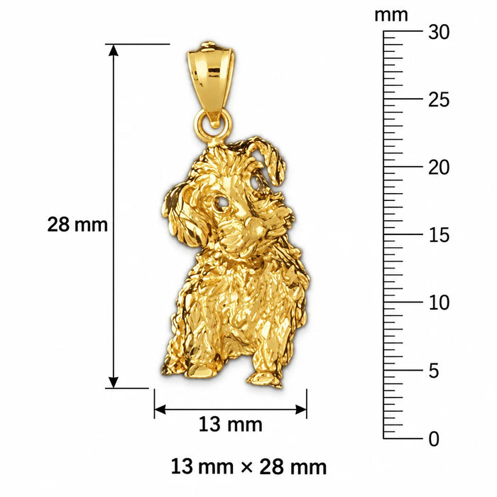 Poodle Dog Charm Pendant 14k Gold Yellow Gold 14k