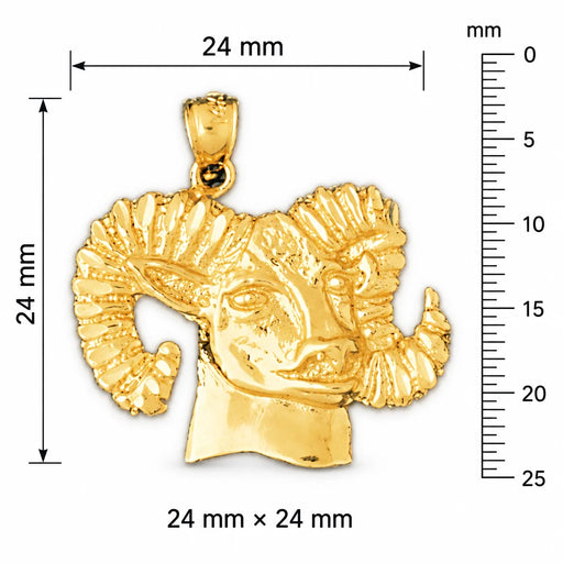 Ram Head Charm Pendant 14k Gold (3.5 Grams) Yellow Gold 14k