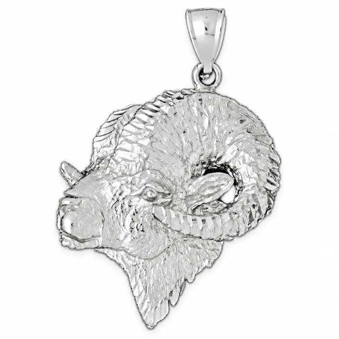 Ram Head Charm Pendant 14k Gold (9.4 Grams) White Gold 14k
