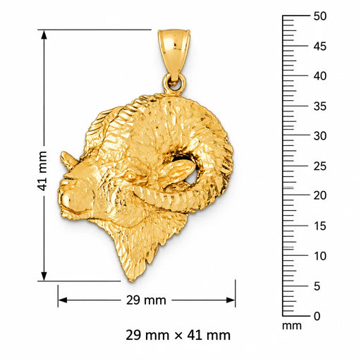 Ram Head Charm Pendant 14k Gold (9.4 Grams) Yellow Gold 14k