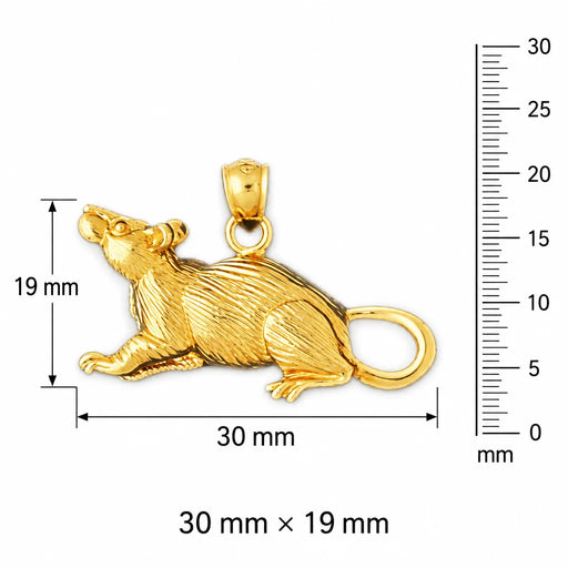 Rat Mouse Charm Pendant 14k Gold (3.7 Grams) Yellow Gold 14k