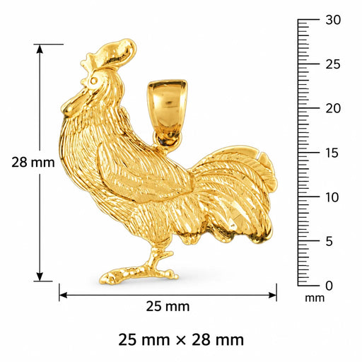 Rooster Charm Pendant 14k Gold Yellow Gold 14k