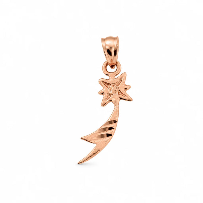 Shooting Star Charm Pendant 14k White Gold (0.6 Grams) Rose Gold 14k