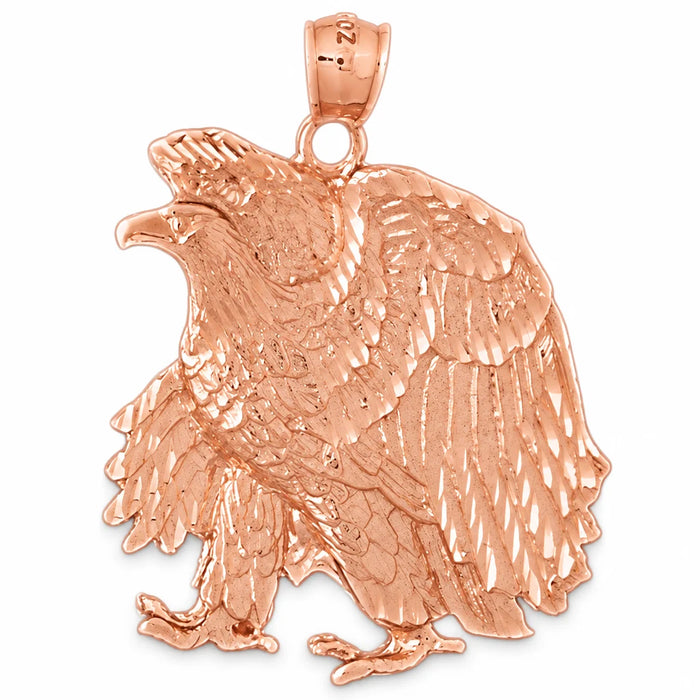 Sitting Eagle Charm Pendant 14k Gold (10.3 Grams) Rose Gold 14k