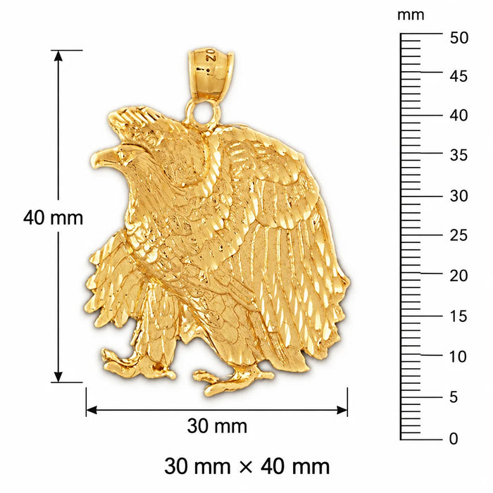 Sitting Eagle Charm Pendant 14k Gold (10.3 Grams) Yellow Gold 14k